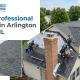 A side-by-side comparison of one person tackling do-it-yourself roof repairs and a team of professionals installing roofing materials on a suburban house roof in Arlington Heights IL.