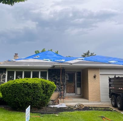 roofing in progress in Buffalo Grove Il
