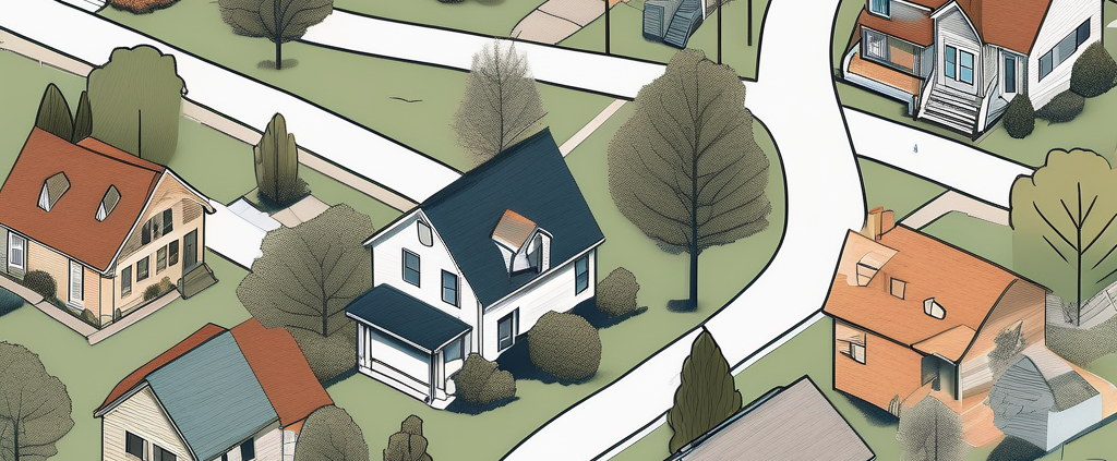 A photograph of a detailed map highlighting various neighborhoods with icons representing siding contractors